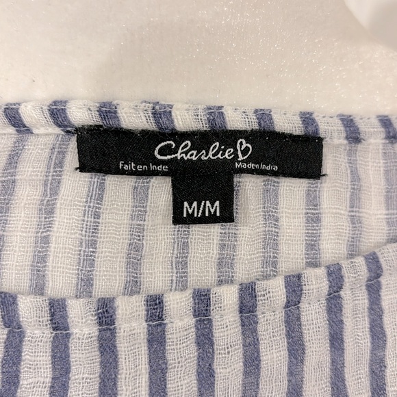 Oversized CHARLIE B blue and white striped shirt - Picture 6 of 8
